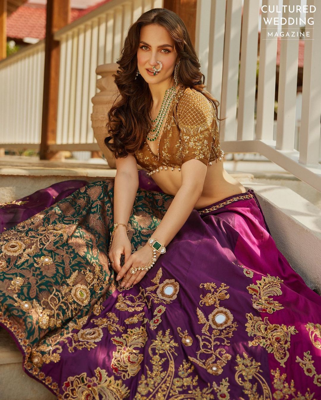 BOLLYWOOD ACTRESS ELLI AVRRAM IMAGES IN VIOLET LEHENGA CHOLI 3